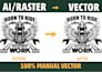manually convert ai generated t shirt design to vector and print ready file